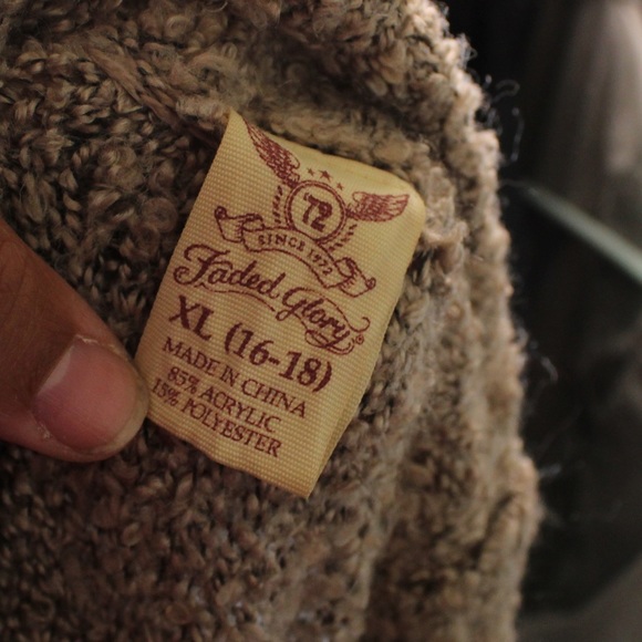 ⛄️Faded Glory Tan Colored Cowl Neck Long Sleeve Poncho Style Top - Size XL - Picture 7 of 7